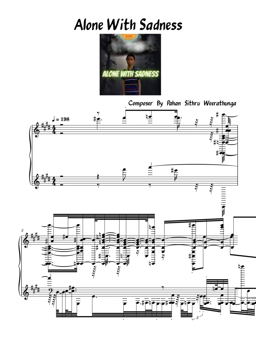 Alone With Sadness Piano, Vocal, Guitar scores gallery preview page 1