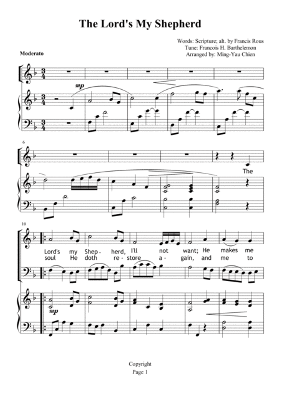 The Lord is my Shepherd 4-Part scores gallery preview page 1