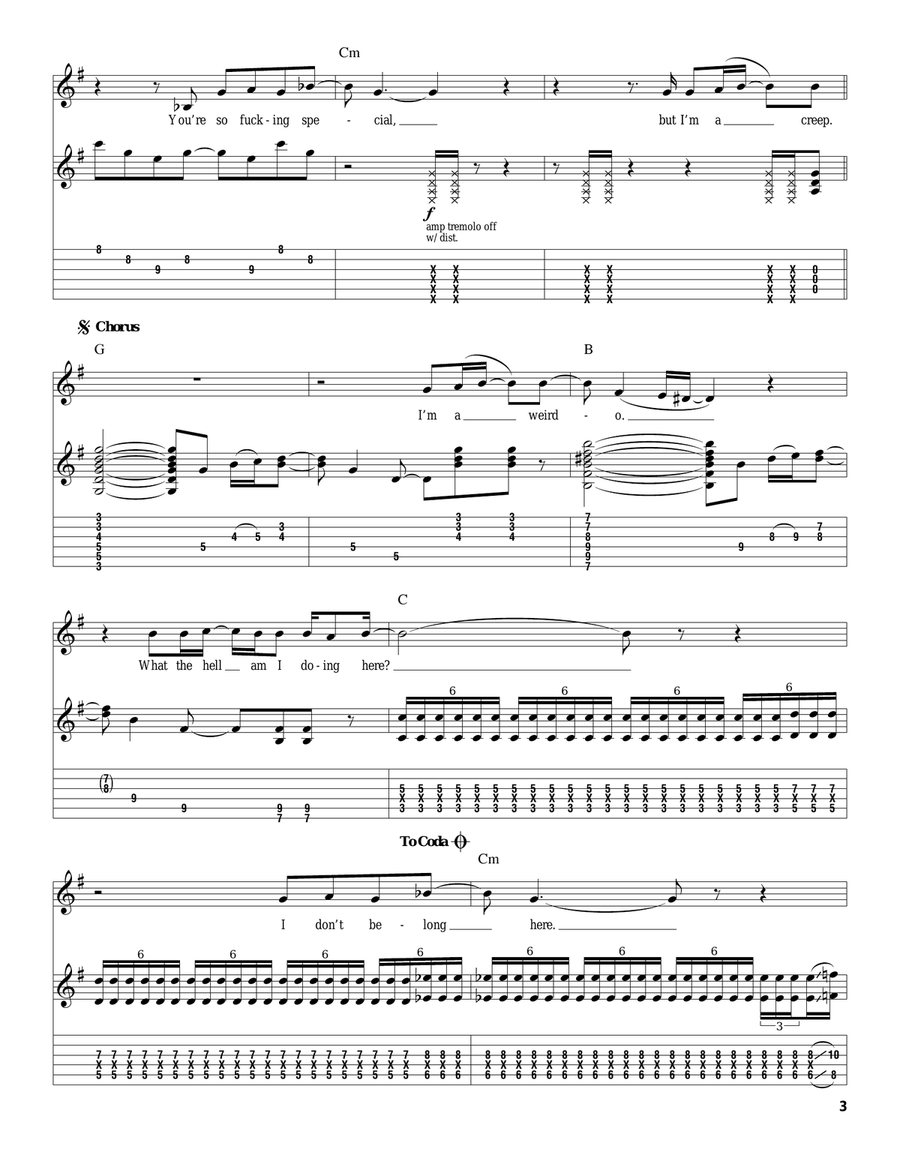 Creep Creep Acoustic Guitar scores gallery preview page 3
