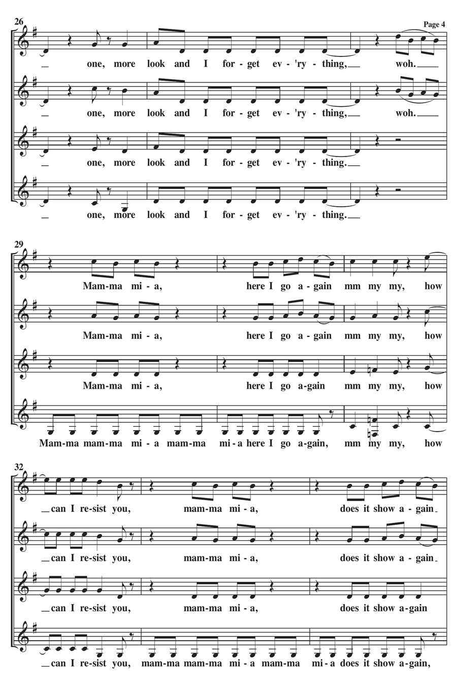 Mamma Mia Mamma Mia SSAA scores gallery preview page 4