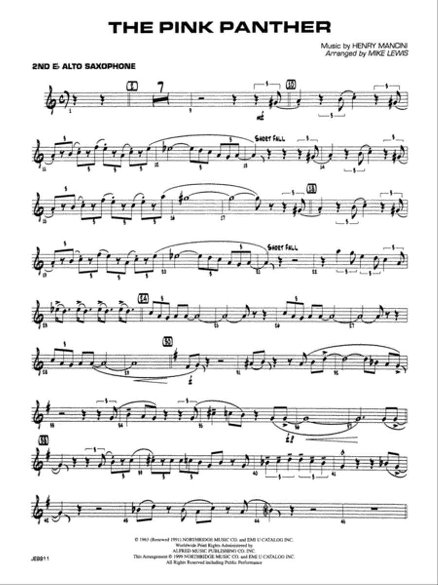 The Pink Panther: 2nd E-flat Alto Saxophone Jazz Ensemble scores gallery preview page 1