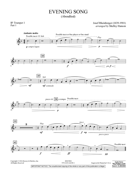 Evening Song (Abendlied) - Pt.1 - Bb Trumpet 1