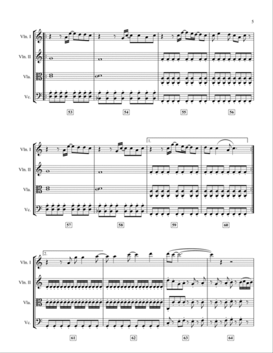 Walking On Broken Glass String Quartet scores gallery preview page 5