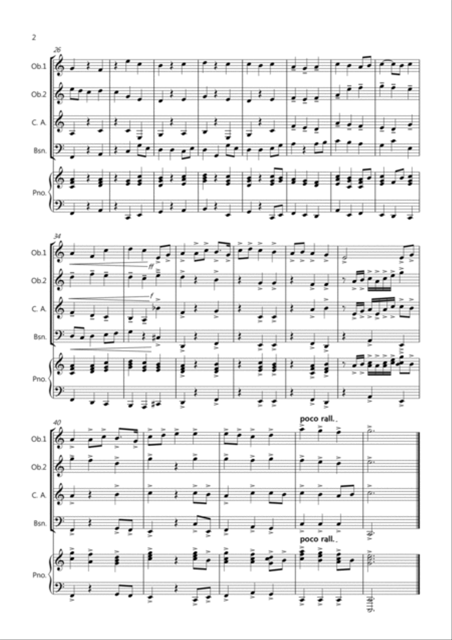 Jupiter Hymn for Double Reed Quartet Bassoon scores gallery preview page 2