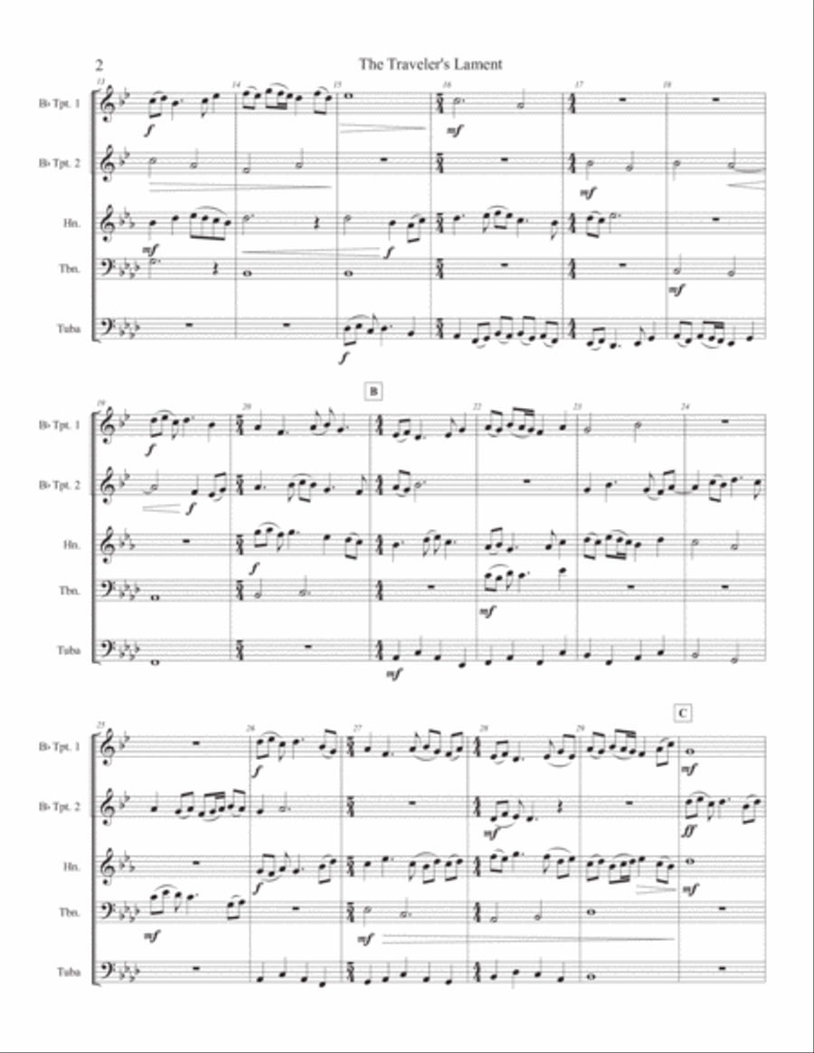 The Traveler's Lament Brass Ensemble scores gallery preview page 2