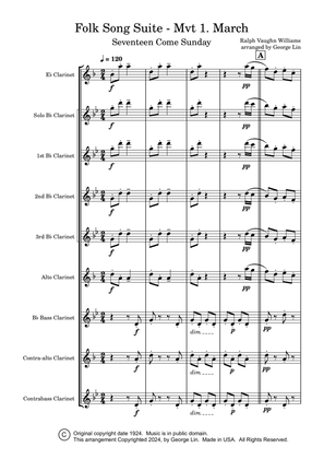 Folk Song Suite - Movement 1 - March (Seventeen Come Sunday) - Clarinet Choir Music