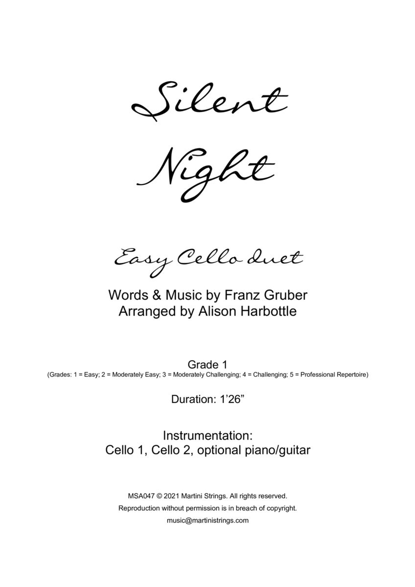 Silent Night - easy cello duet image number null