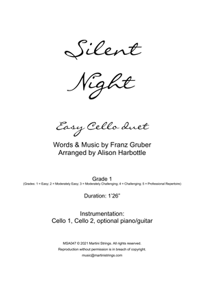 Book cover for Silent Night - easy cello duet