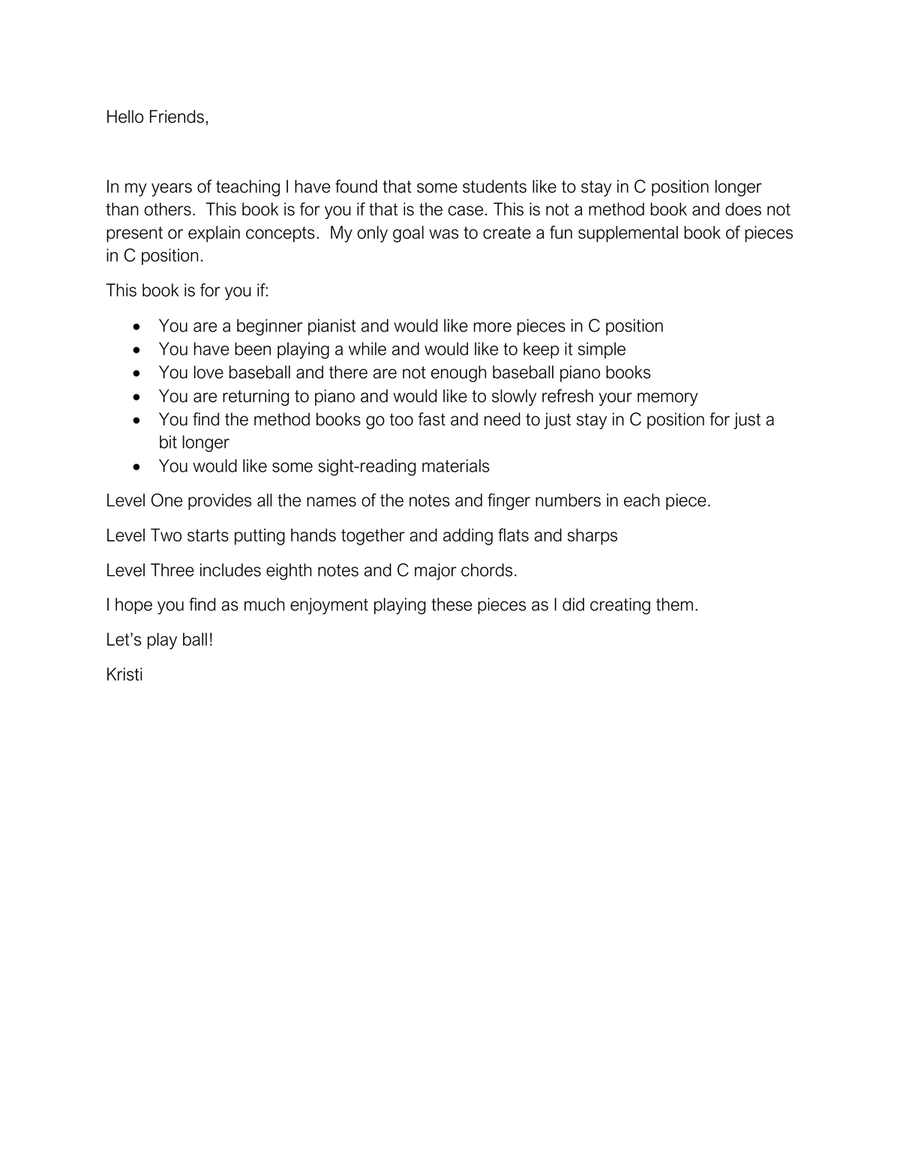 The Baseball Collection - Easy Piano Solo - 30 pieces in C position Easy Piano scores gallery preview page 2