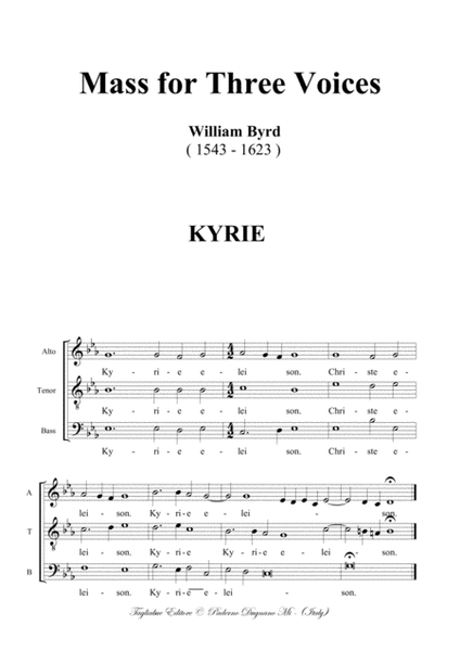 MASS FOR THREE VOICES (Missa tribus vocibus) (ATB) - William Byrd image number null