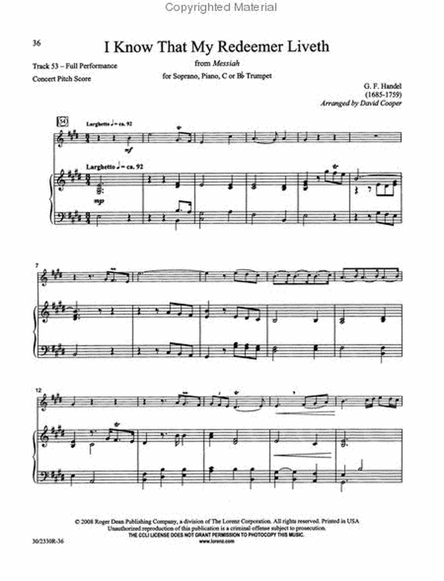 Festive Arias for Soprano or Mezzo Soprano and Trumpet, Vol. 2 image number null