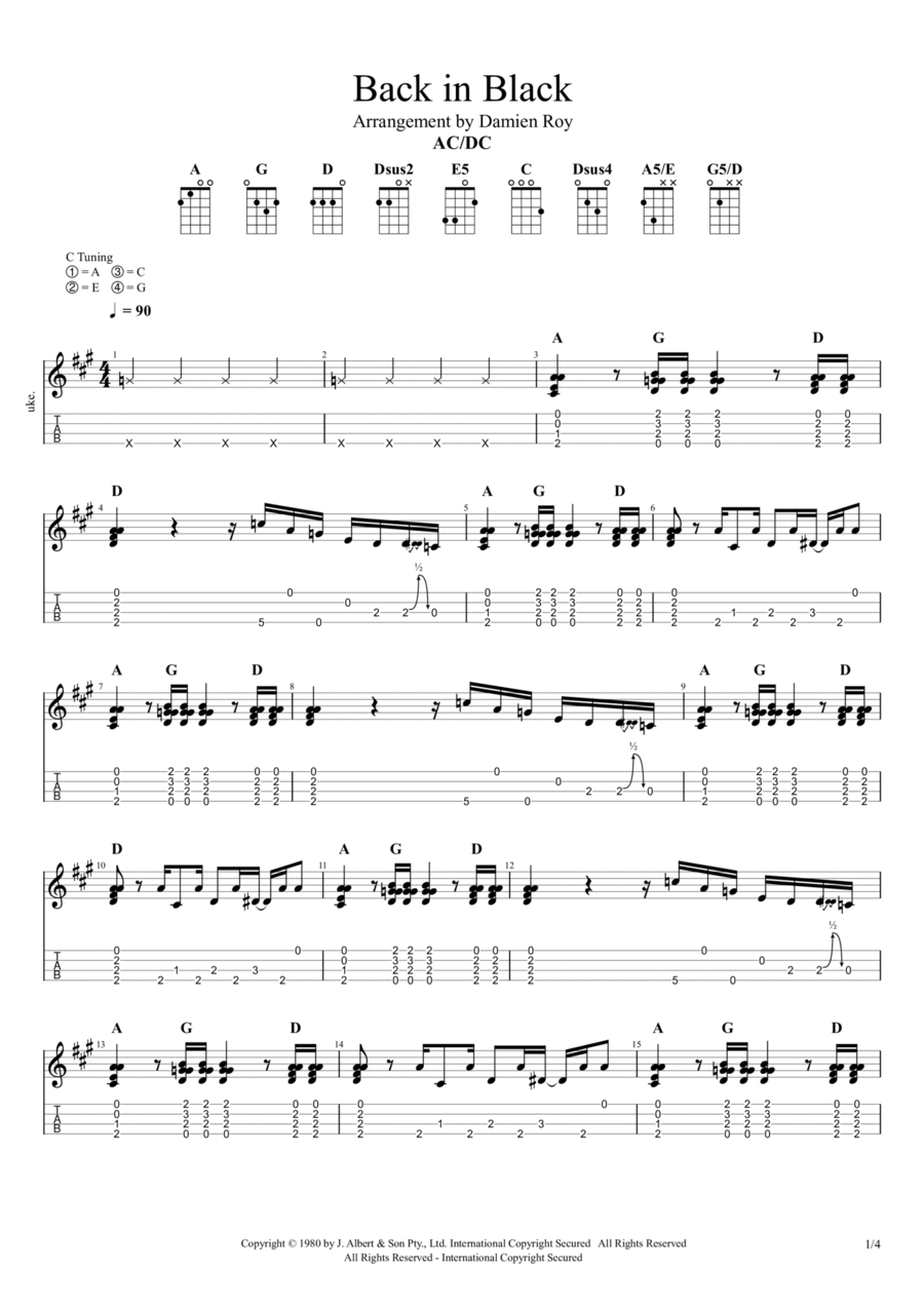 Back In Black Ukulele scores gallery preview page 1