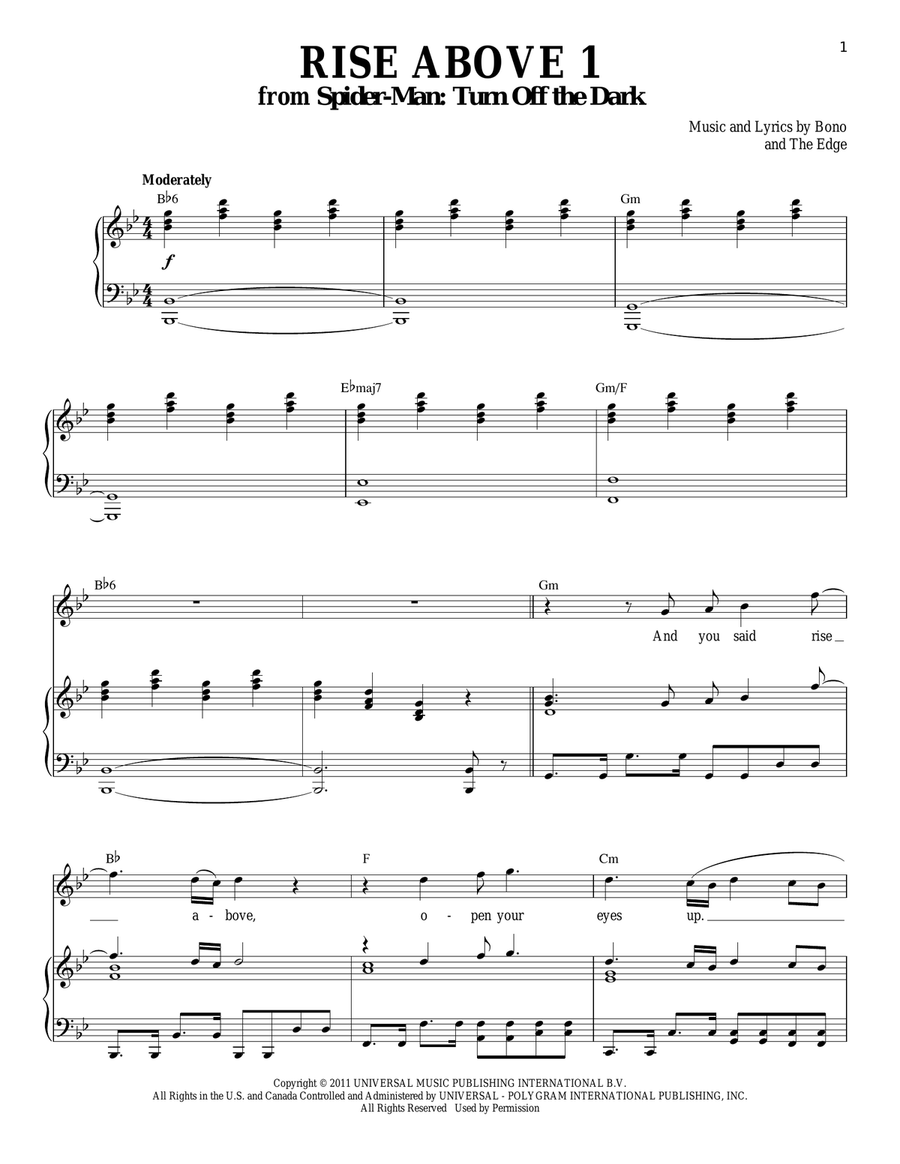 Rise Above 1 Rise Above 1 Piano, Vocal scores gallery preview page 1