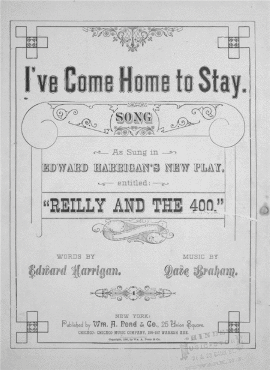 I've Come Home To Stay. Song Voice scores gallery preview page 1