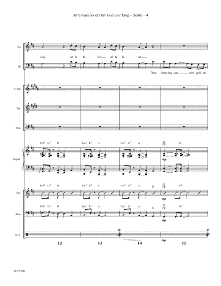 All Creatures of Our God and King - Instrumental Ensemble Score/Parts - Digital Alto Saxophone scores gallery preview page 4