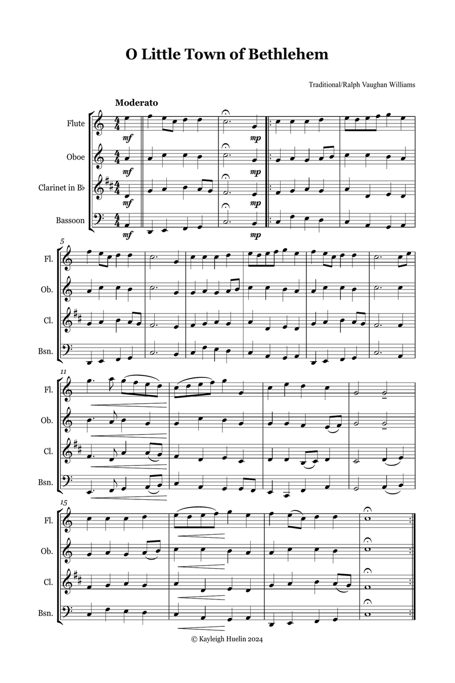 Christmas Carol Selection vol. 2 for wind quartet Woodwind Quartet scores gallery preview page 2