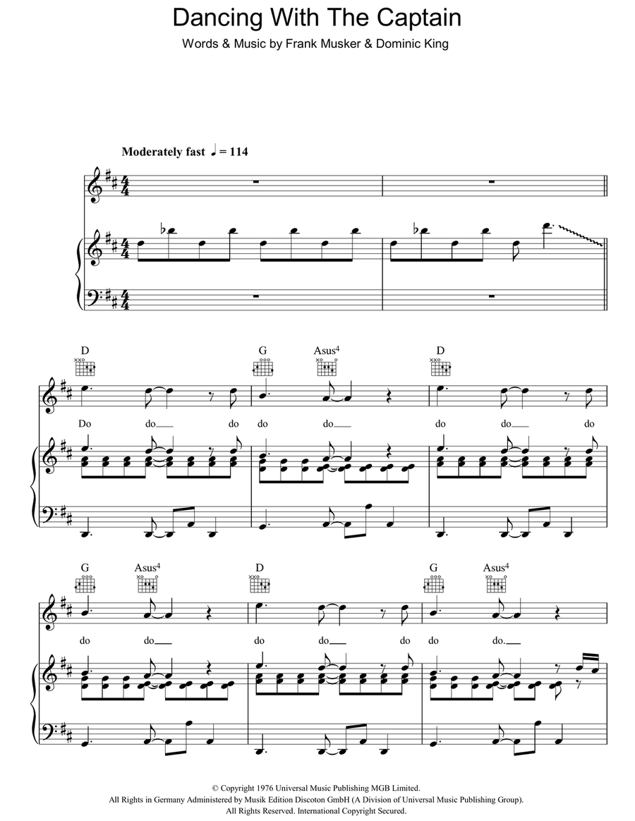 Dancing With The Captain Acoustic Guitar - Digital Sheet Music