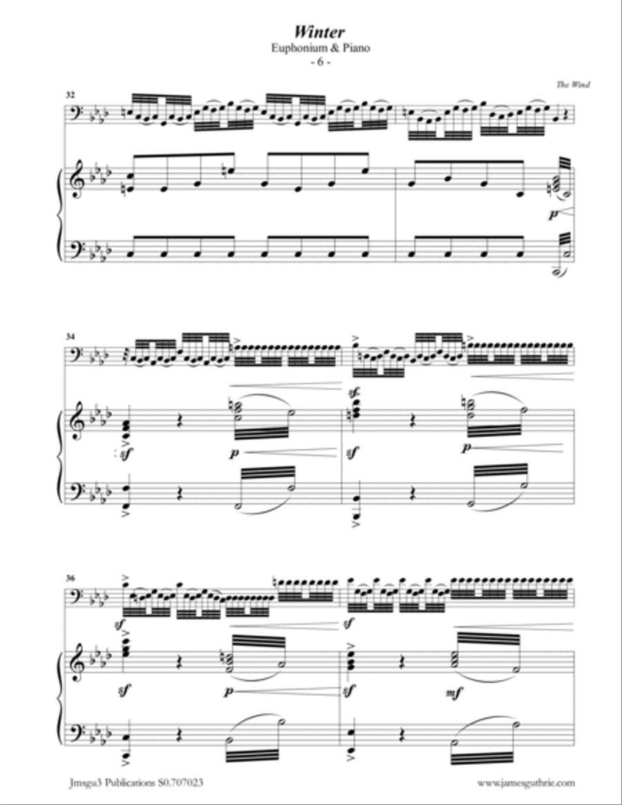 Vivaldi: Winter from the Four Seasons for Euphonium & Piano Euphonium scores gallery preview page 6