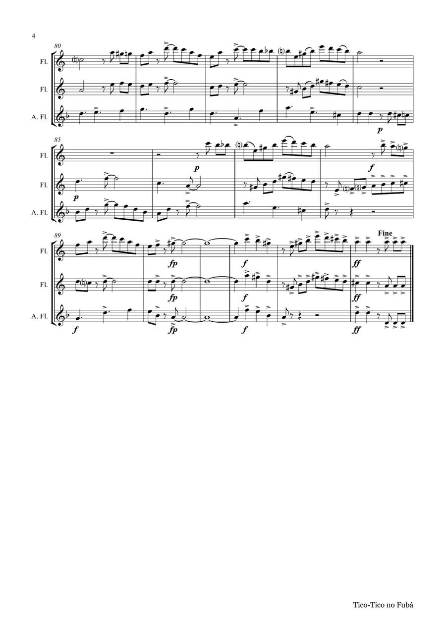 Tico-Tico no Fubá - Choro - Flute Trio Flute Trio scores gallery preview page 4