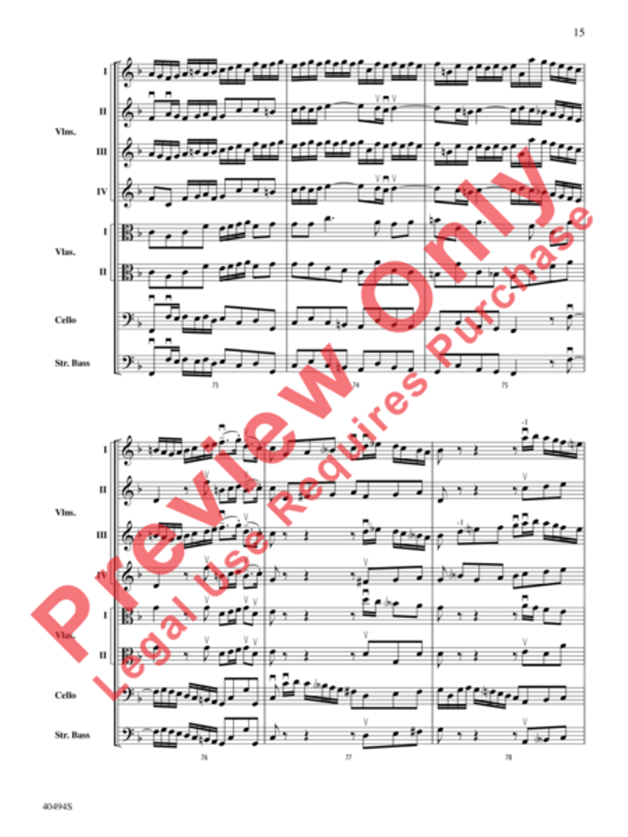 Brandenburg Concerto No. 1 in F Major String Orchestra scores gallery preview page 16