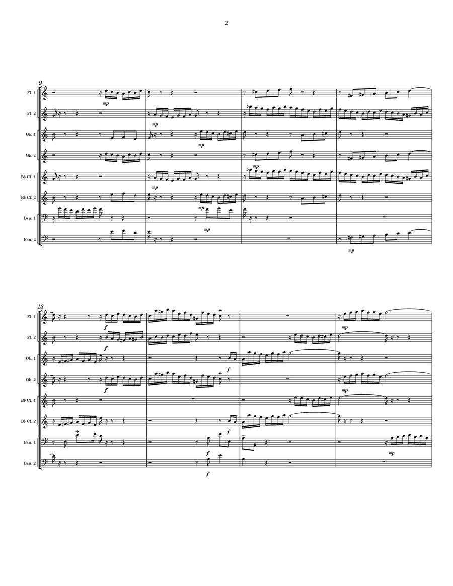 Bach Invention No. 1 for Woodwind octet Woodwind Ensemble scores gallery preview page 2