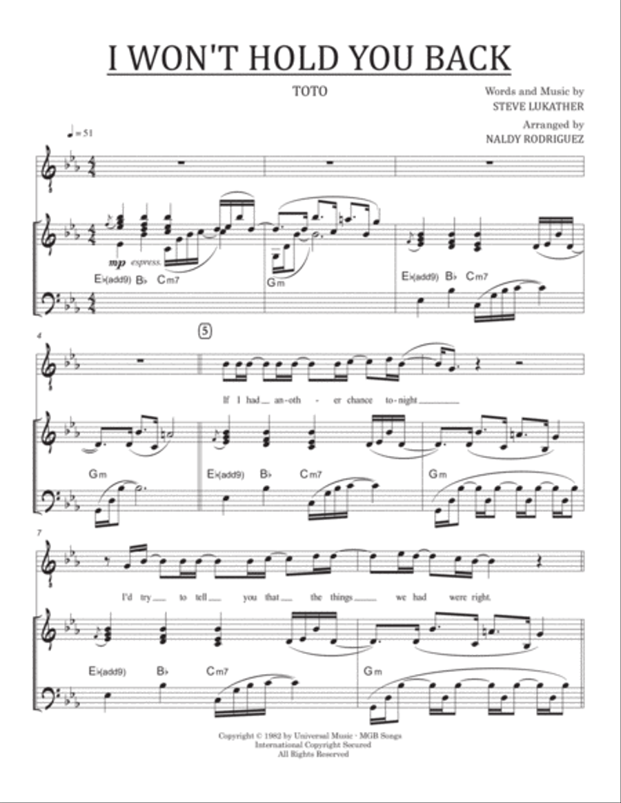 I Won't Hold You Back Voice scores gallery preview page 1