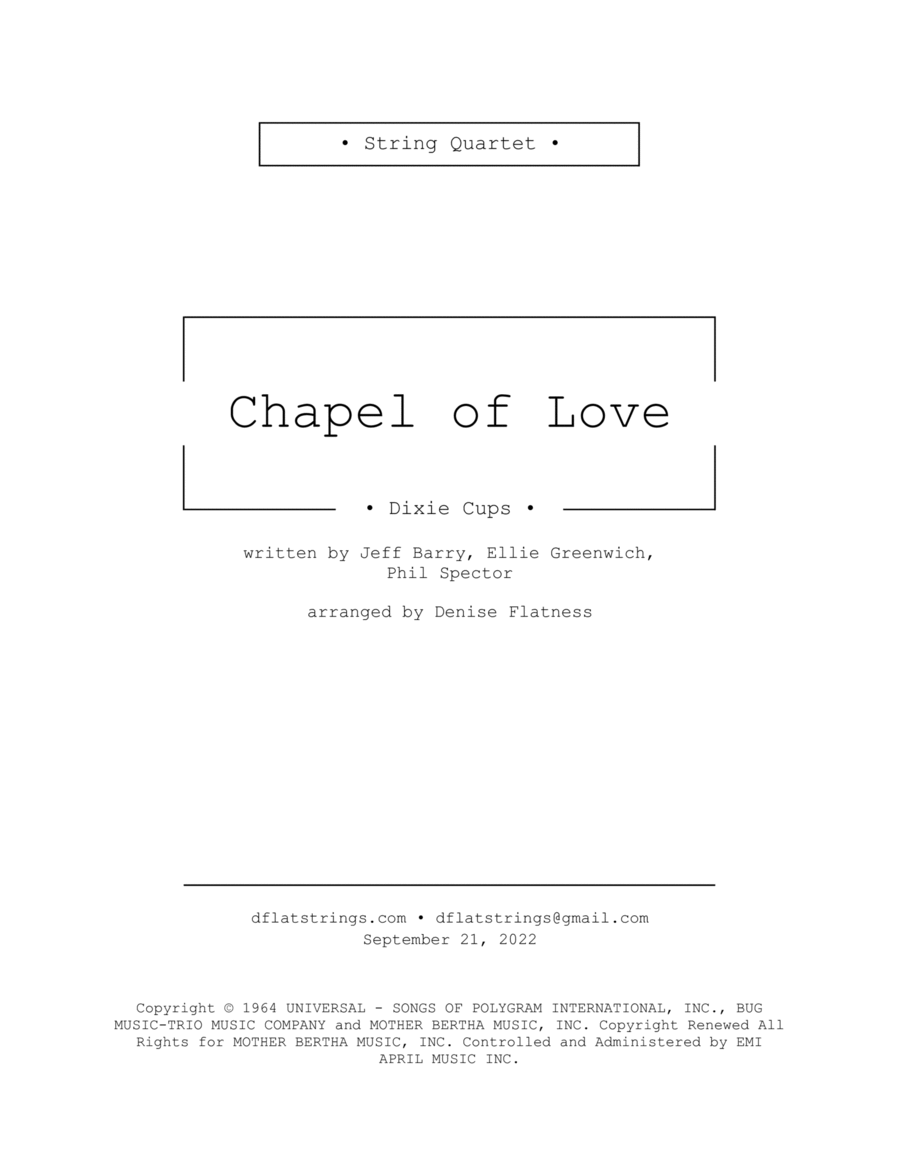 Chapel Of Love String Quartet scores gallery preview page 1