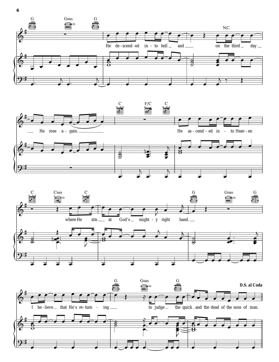 Creed (Credo) Piano, Vocal, Guitar scores gallery preview page 6