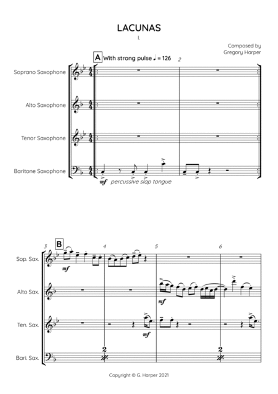 Lacunas Lacunas Saxophone Quartet scores gallery preview page 3