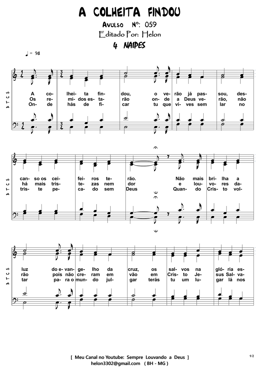 A Colheita Findou A Colheita Findou 4-Part scores gallery preview page 1