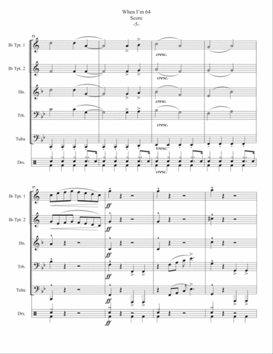 When I'm Sixty-four Brass Ensemble scores gallery preview page 6