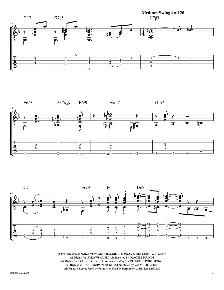 A Foggy Day (In London Town) from A DAMSEL IN DISTRESS Acoustic Guitar scores gallery preview page 3