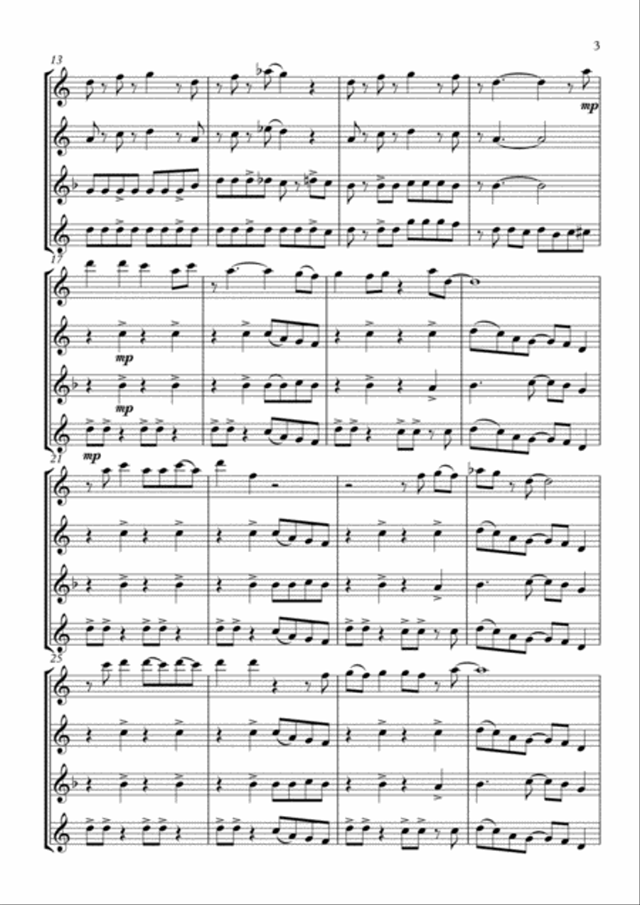 Smoke On The Water Woodwind Quartet scores gallery preview page 3