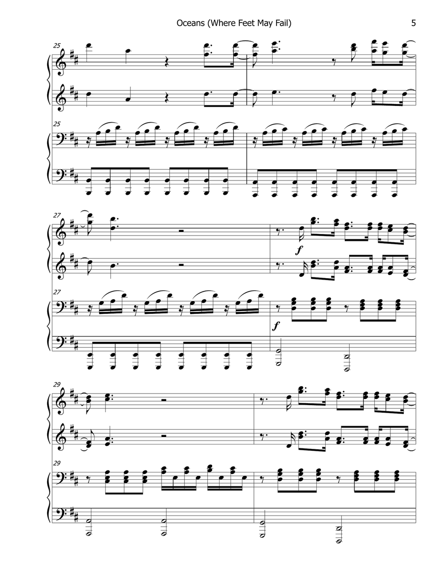 Oceans (Where Feet May Fail) Piano scores gallery preview page 5