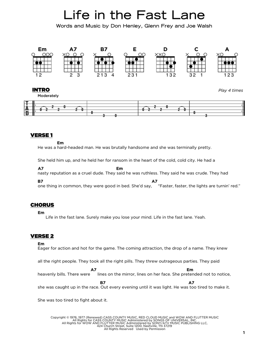 Life In The Fast Lane Electric Guitar scores gallery preview page 1