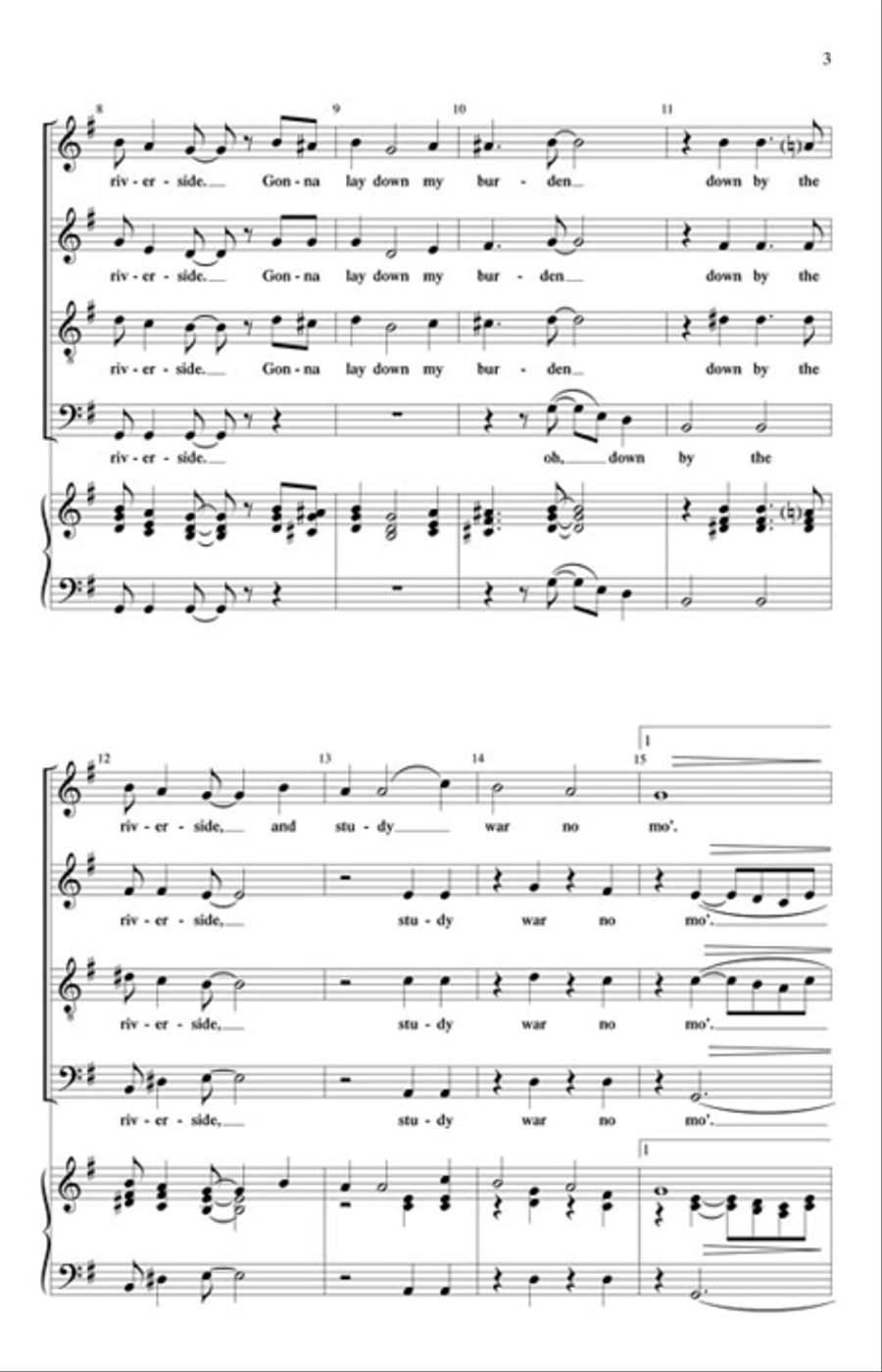 Down by the Riverside 4-Part scores gallery preview page 3