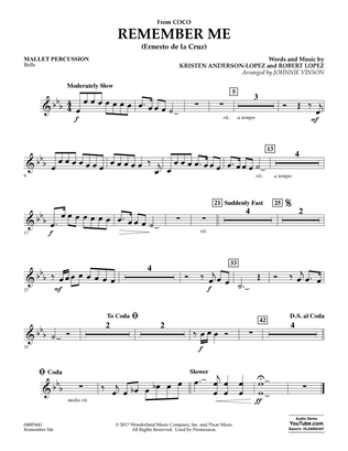 Remember Me (from Coco) (arr. Johnnie Vinson) - Mallet Percussion