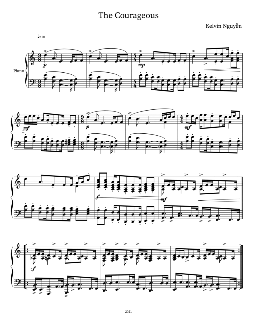 The Courageous Piano Solo scores gallery preview page 1