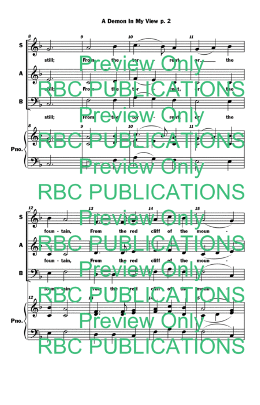A Demon In My View (SAB) 3-Part scores gallery preview page 4