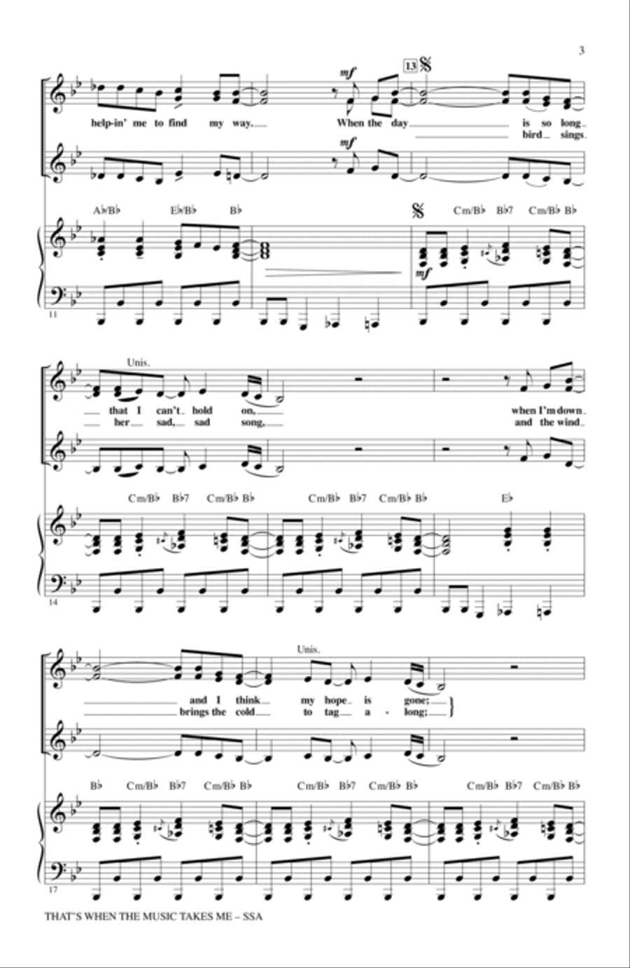 That's When The Music Takes Me SSA scores gallery preview page 2