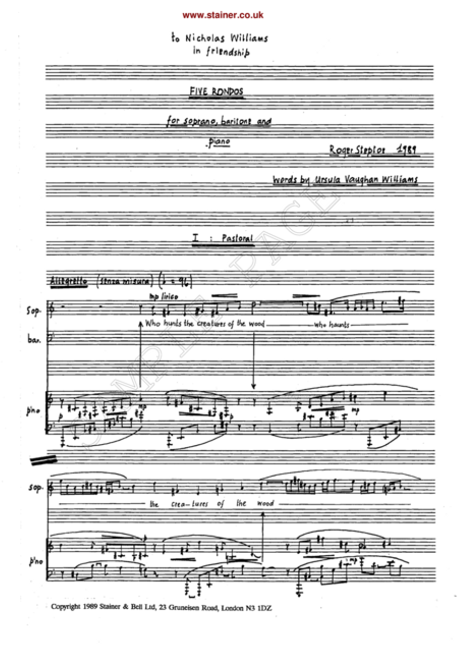 Five Rondos for Soprano, Baritone and Piano Soprano Voice scores gallery preview page 4