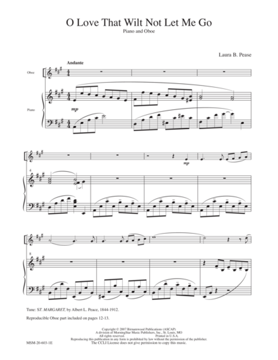 O Love That Wilt Not Let Me Go Piano Accompaniment scores gallery preview page 1