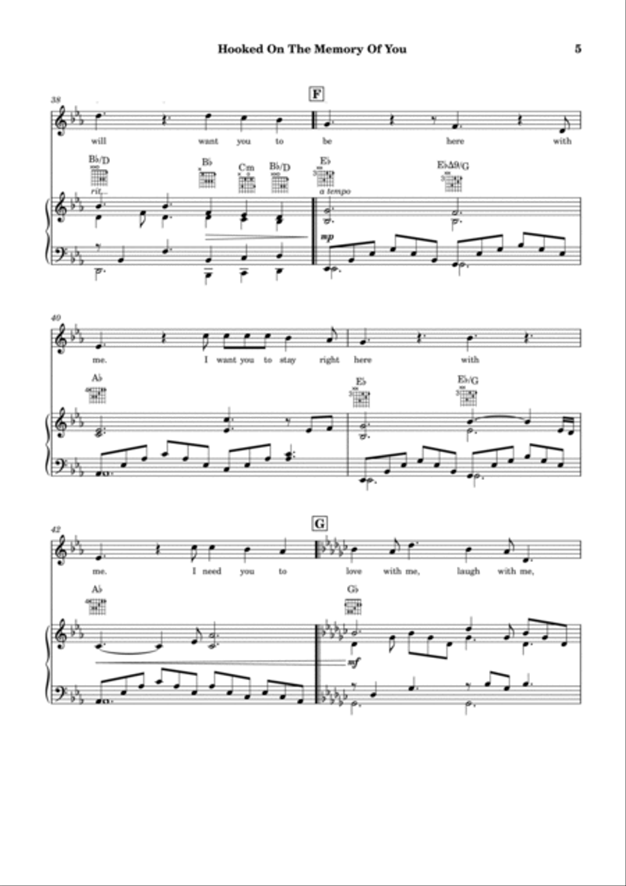 Hooked On The Memory Of You Piano, Vocal, Guitar scores gallery preview page 6