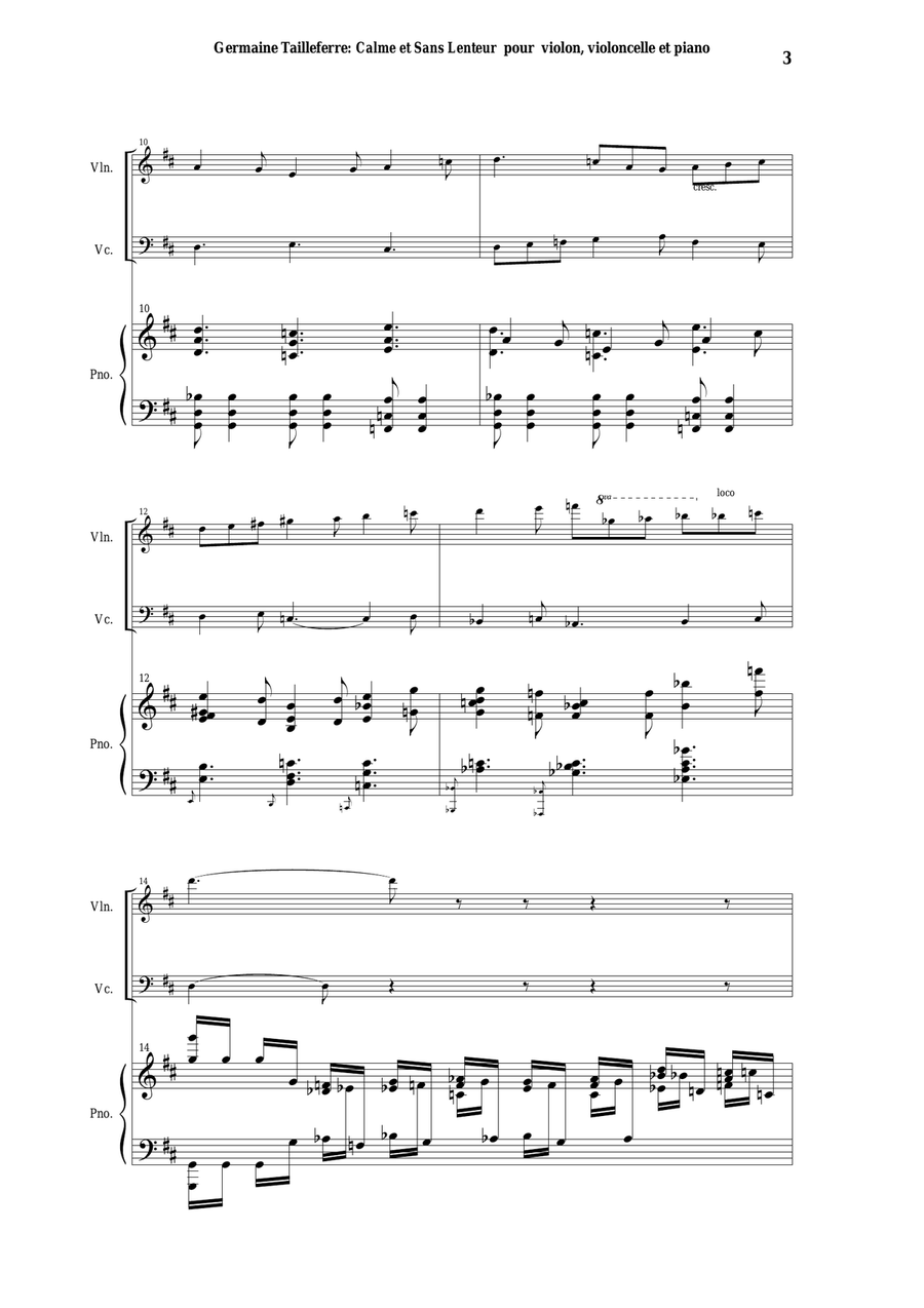 Germaine Tailleferre: Calme et Sans Lenteur for piano trio Germaine Tailleferre: Calme et Sans Lenteur for piano trio Piano Trio scores gallery preview page 3