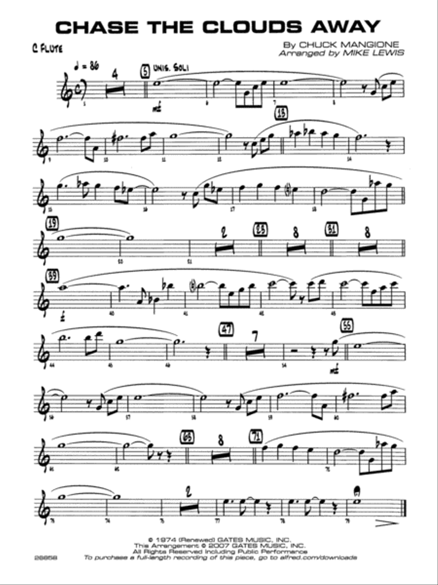 Chase the Clouds Away: Flute Jazz Ensemble scores gallery preview page 1