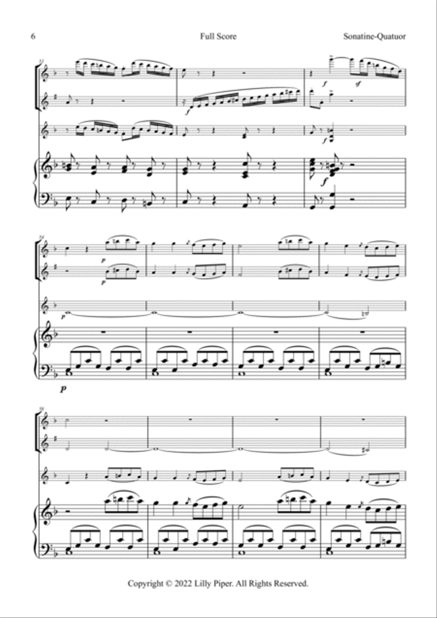 Sonatine-Quatuor for flute, clarinet, violin, and piano Chamber Music scores gallery preview page 6