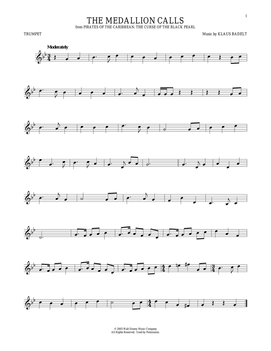 The Medallion Calls Trumpet Solo scores gallery preview page 1