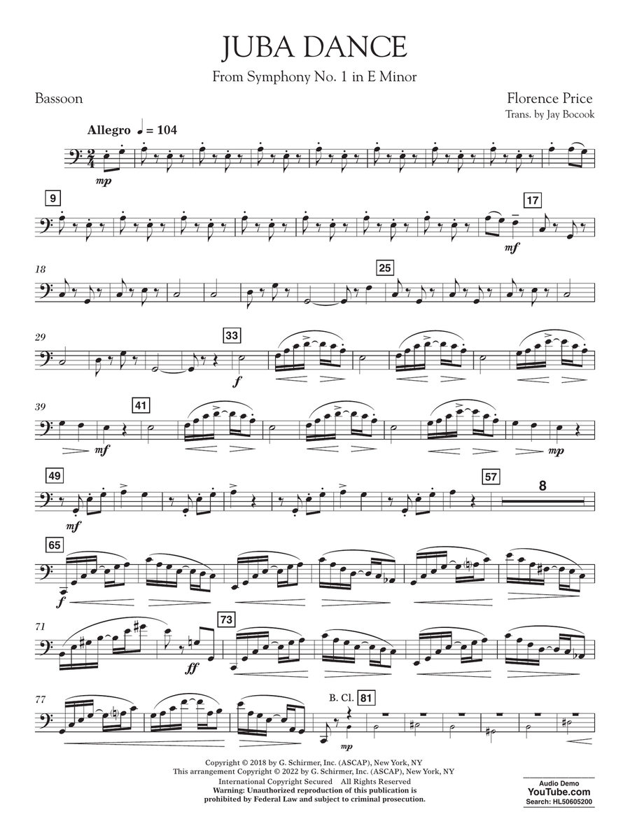 Juba Dance (from Symphony No. 1) - Bassoon Concert Band scores gallery preview page 1