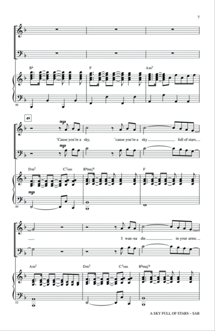 A Sky Full Of Stars (arr. Mac Huff) 3-Part scores gallery preview page 6