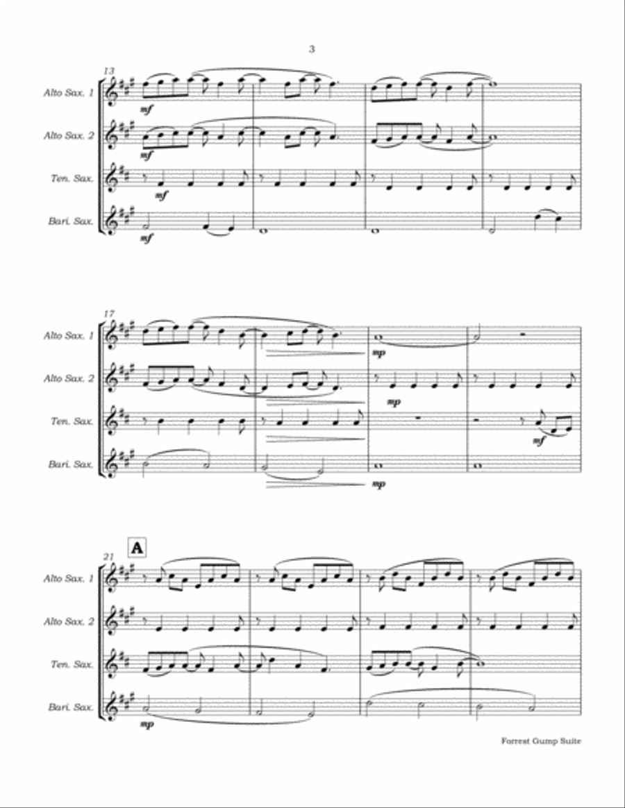 Forrest Gump Suite from the Paramount Motion Picture FORREST GUMP Saxophone Quartet scores gallery preview page 6